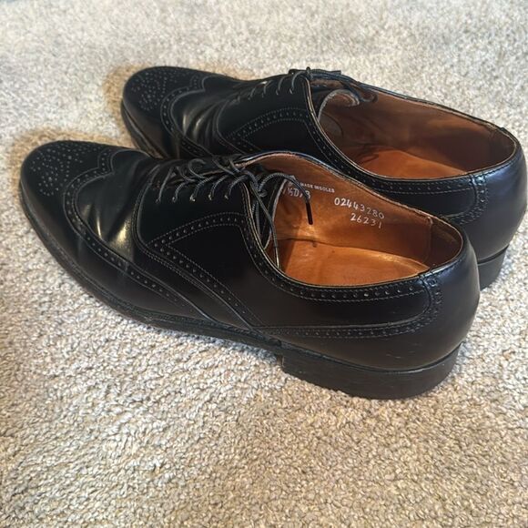 Vintage Men’s Bostonian Black Wing Tip Formal Dress Shoes Size 7.5 Made in USA - Picture 13 of 14